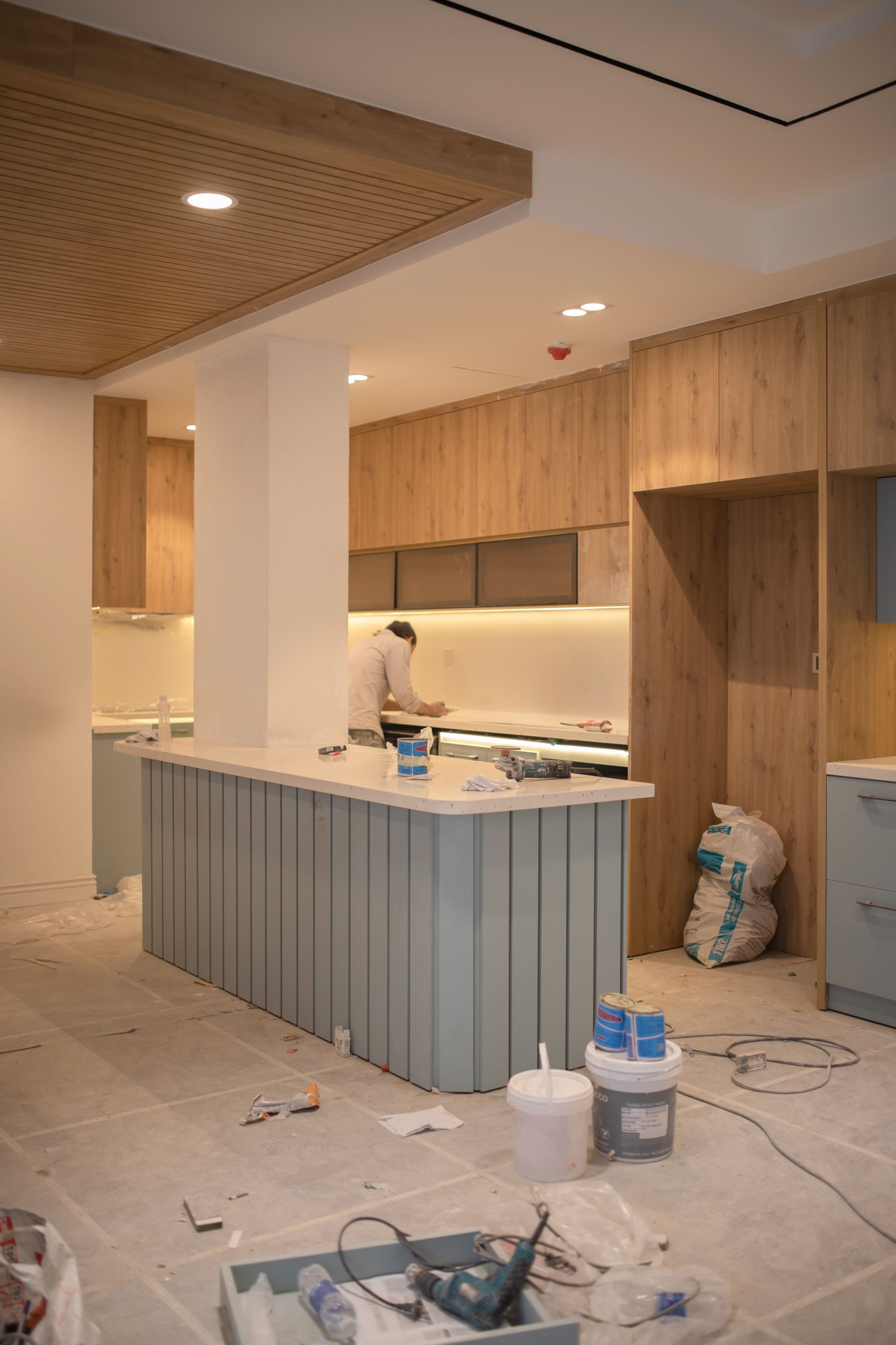 Sample kitchen renovation in progress with tools and materials
